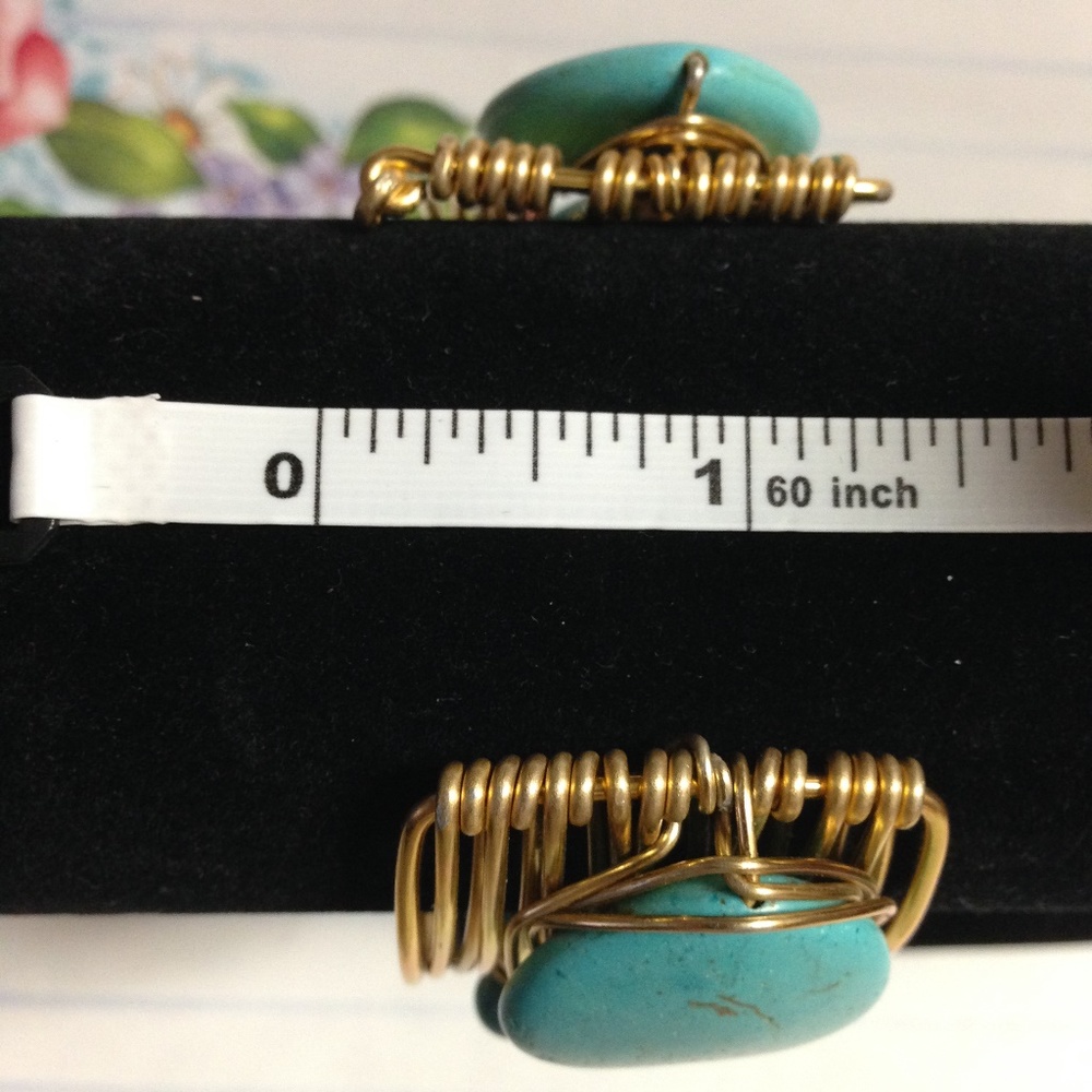 Brass With Turquoise Boho Style Bangle - Picture 7 of 8
